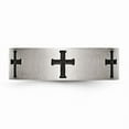 thumbnail image 3 of Stainless Steel 7mm Black IP-plated Crosses Brushed/Polished Band Size: 12; for Adults and Teens; for Women and Men, 3 of 6