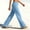 Light Blue women wide leg pants with pockets a1, variant on Cagogo Women Wide Leg Elastic Waist Pants with Pockets Casual Loose Long Trousers Flowy Summer Beach Lounge Wear Fashion Daily Pants, Light Blue L