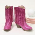 thumbnail image 7 of BOBOGOJP Girls Cowgirl Cowboy Rhinestone Boots Ankle Low Heel Dress Booties Pink for Size 3, 7 of 7