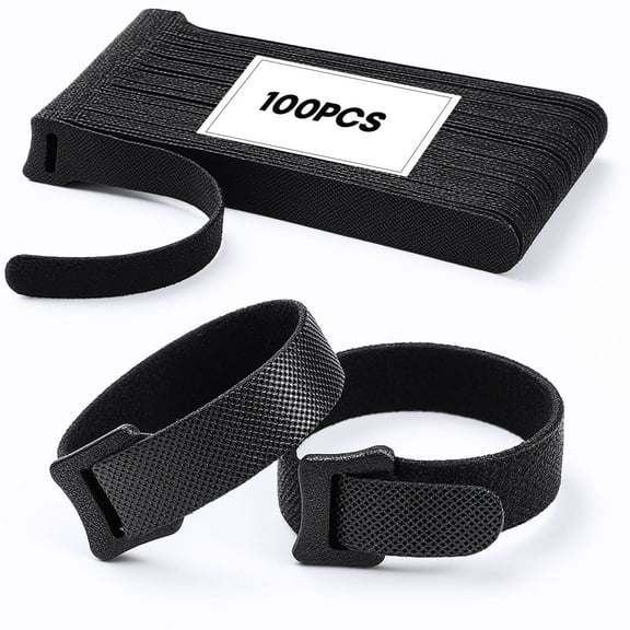 Reusable Cable Ties, 100 Pcs 6" Adjustable Cord Organizers for Cable Management, Home and Office Use (Black)