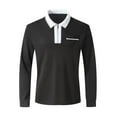 thumbnail image 5 of Huresd Mens Polo Shirts Quarter Zipper Breathable Shirts for Men Fashion Collared Long Sleeve Shirt Black 2XL, 5 of 5