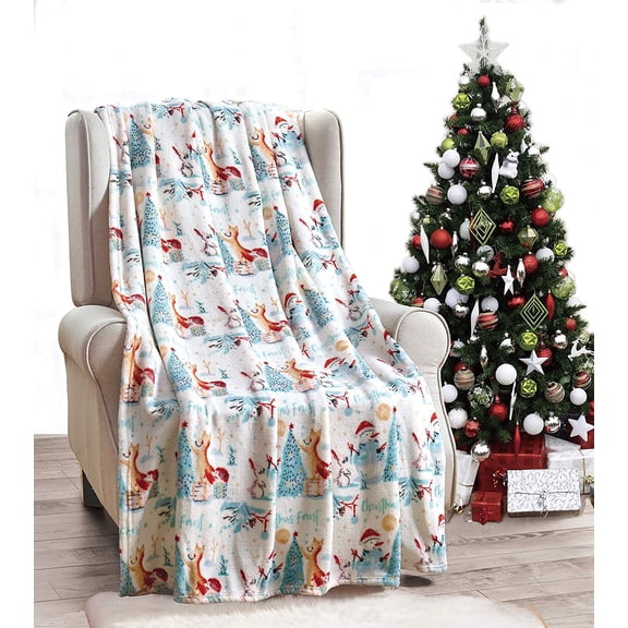 Elegant Comfort 50 x 60 Blanket Gift Christmas Forest