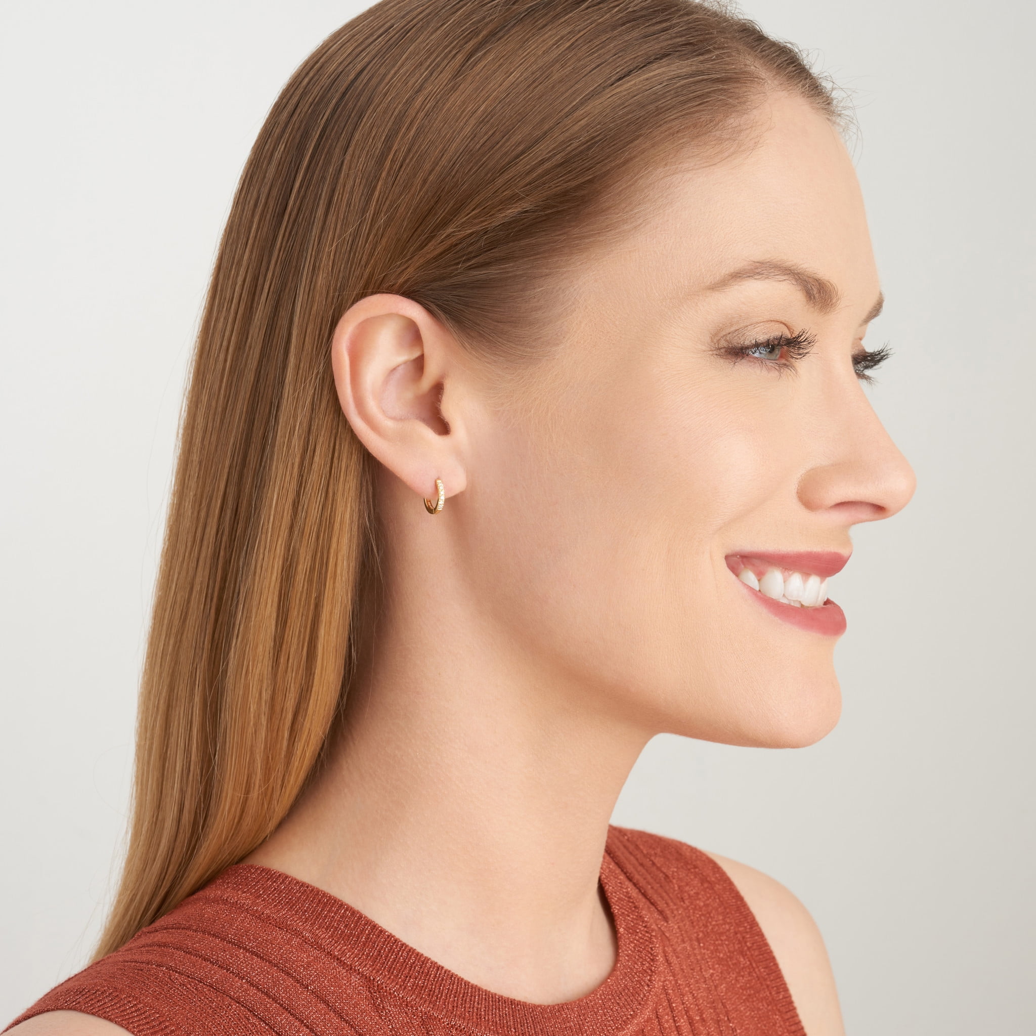 Forever Facets 1/8 CT TW Lab Grown Diamond Hoops in 18k Gold over Sterling Silver, Adult Female