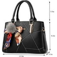 thumbnail image 3 of Womens Leather Handbags Purses Top-handle Totes Satchel Shoulder Bag for Ladies With Pompon and Bowknot, 3 of 6