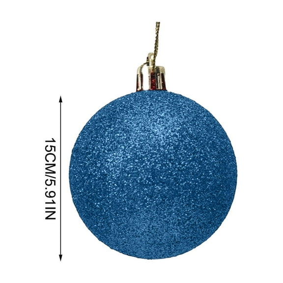 HaoXun 15 Pcs Christmas Glitter Plastic Ornaments - 6 Inch Shatterproof Hanging Balls for Xmas Tree Decorations, Store Displays and Holiday Home Party Supplies