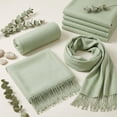 thumbnail image 5 of Pashmina Shawls Scarf for Women Large Silky Wraps for Evening Dress Bridesmaid Wedding Winter SageGreen, 5 of 7