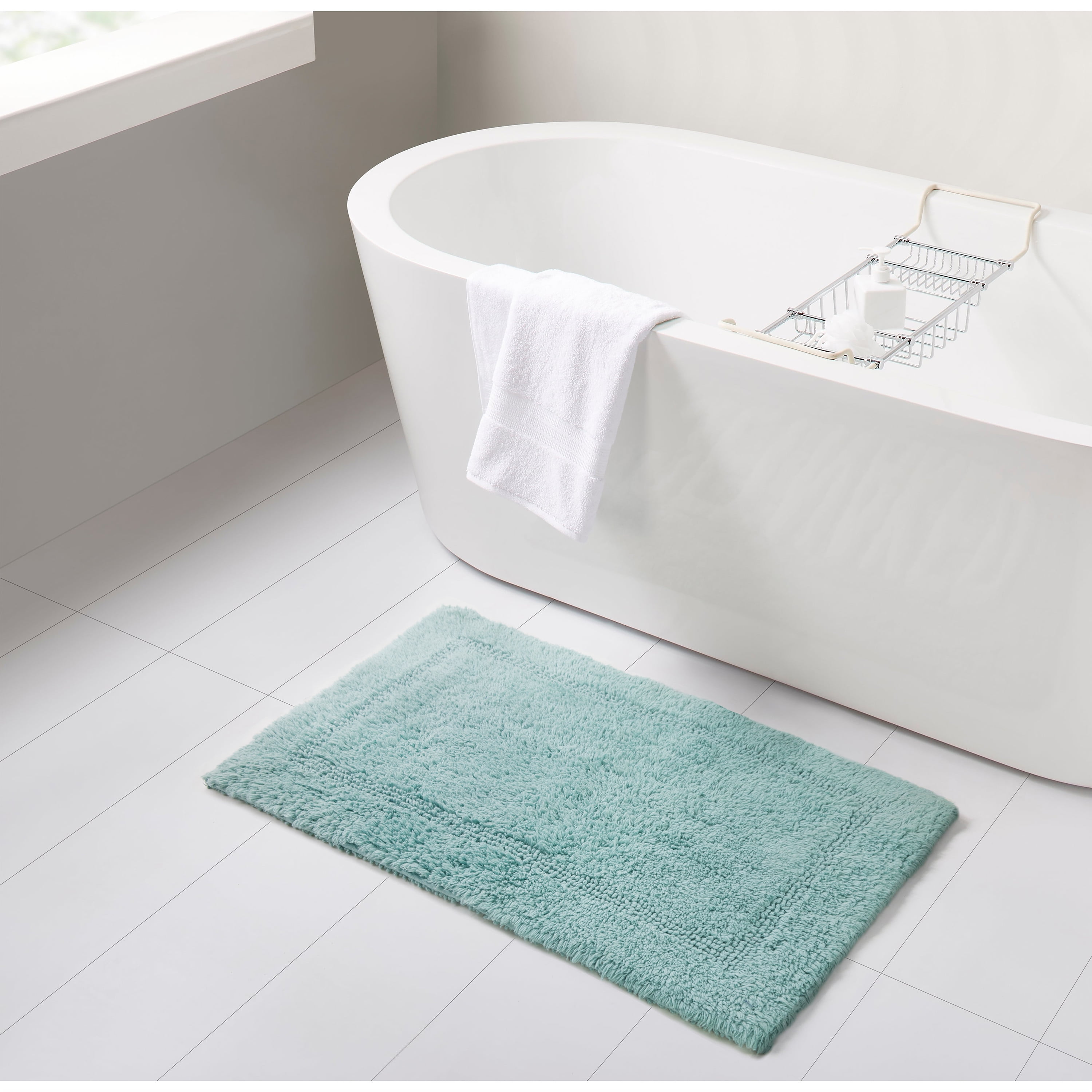 Rozanne 100% Cotton Tufted Reversible Machine Washable Bathroom Rug Highland Dunes Color: Sage, Size: 17 W x 24 L