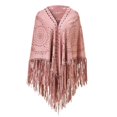 thumbnail image 1 of Aocisk Elegant Women's Suede Fringe Cape Poncho Shawl With Punch Pattern Design Pink One Size, 1 of 3