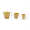 thumbnail image 2 of Flora Bunda CT2038E3-MUSTARD 10',8',6.75' GL MUSTARD Hiero Ceramic Pot on Saucer Set of 3, 2 of 5