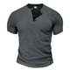 thumbnail image 2 of pstuiky Camisa de manga corta para hombre, Blusas versátiles de manga corta raglán con cuello redondo y botones de color liso para hombre ropa de hombre m, 2 of 5