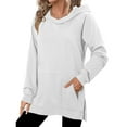 thumbnail image 4 of Yievot Womens Casual Hoodies Long Sleeve Fall Sweatshirts Solid Loose Side Slit Pullover Tops with Pocket, 4 of 8