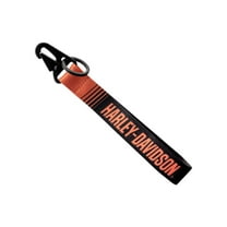 Harley-Davidson Bold H-D Text Black Wrist Strap Key Chain - Black/Orange, Harley Davidson