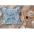 thumbnail image 2 of Paisley Fluffy Throw Pillow Cushion Cover, Hand Painting Look Ikat Style Vintage Eastern Floral Doodle in Watercolor Art, Rectangle Accent Pillow Case, 26" x 16", White and Blue, by Ambesonne, 2 of 5