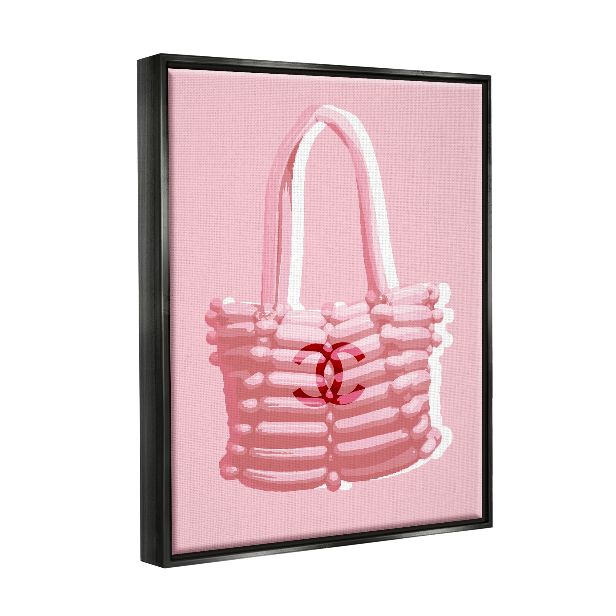 Stupell Industries Pink Balloon Purse Abstract Painting Black Floater Framed Art Print Wall Art, 25 x 31