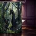 thumbnail image 2 of Manfei Woodland Dragon Animals Shower Curtain 72Wx84L,Vintage Trees Plant Bathroom Shower Curtain,Green Black, 2 of 5