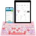 thumbnail image 1 of Wireless Keyboard Multi-Device, Bluetooth and 2.4G Dual Mode, Switch To 3 Devices for Cellphone, Tablet, PC, Smart TV, IOS Android Windows, Pink, 1 of 8