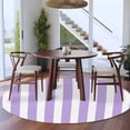 thumbnail image 4 of Purple Striped Large Area Rugs for Bedroom Living Room, Soft Non Slip Carpet Bedside Rug, Modern Farmhouse Purple White Stripes Round Floor Cover Kitchen Accent Rug 5' for Dining Room/Office, 4 of 9