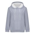 thumbnail image 3 of Women's Solid Color Pullover Hoodie with Drawstring and Side Pockets, French Terry Casual Streetwear Sweatshirt for Lounge Comfort, Daily Wear and Outdoor Activities Grey XXL, 3 of 8