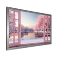 thumbnail image 2 of Designart "Pink Lake Window Winter's Dream" Landscapes Framed Wall Art Decor - Traditional Pink Winter Landscape Living Room Framed Canvas Art, 2 of 6
