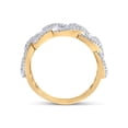 thumbnail image 3 of FB Jewels 10kt Yellow Gold Mens Round Diamond Curb Link Cuban Band Ring 5/8 Cttw, 3 of 4