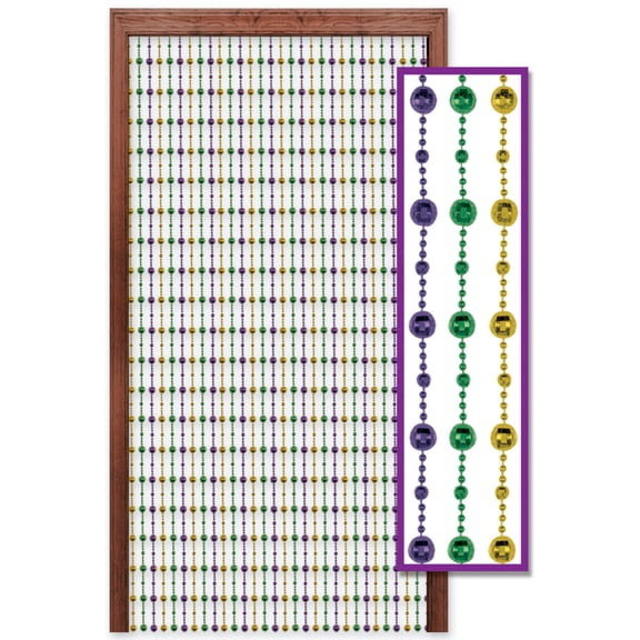 Party Central 78" Green and Gold Disco Bead Mardi Gras Party Door Curtain Decor