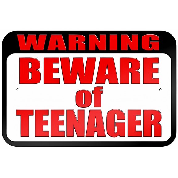 Warning Beware of Teenager Sign - 8"x12" New Aluminum Metal Decor, for Home Bar Pub Garage Diner Cafe Wall