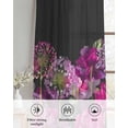 thumbnail image 6 of Watercolor Floral Sheer Curtains 39 Inch Length 2 Panels Set for Living Room/Bedroom, Spring Purple Dandelion Lily Leaves Plants Kitchen Curtains Grommet Curtains Window Treatments 27.5"x39"x2, 6 of 7