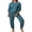 Blue Green, variant on Waffle Knit Pajamas Sets for Women Long Sleeve Lounge Set with Pockets 2 Pieces Outfits Top and Pants