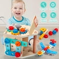 thumbnail image 3 of 33 Pcs Wooden Kids Tool Set with Tool Box & Workbench, Montessori Educational Toys for Toddlers Boys Girls Age 2 3 4 5 6, STEM Construction Pretend Play Gift, 3 of 8