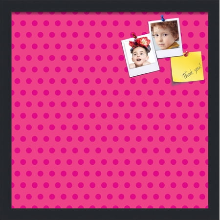 PinPix 17x17 Custom Cork Bulletin Board Pink Polka Dot Poster Board Has a Fabric Style Canvas Finish Framed in Pink Polka Dot by ArtToFrames (PinPix-450)