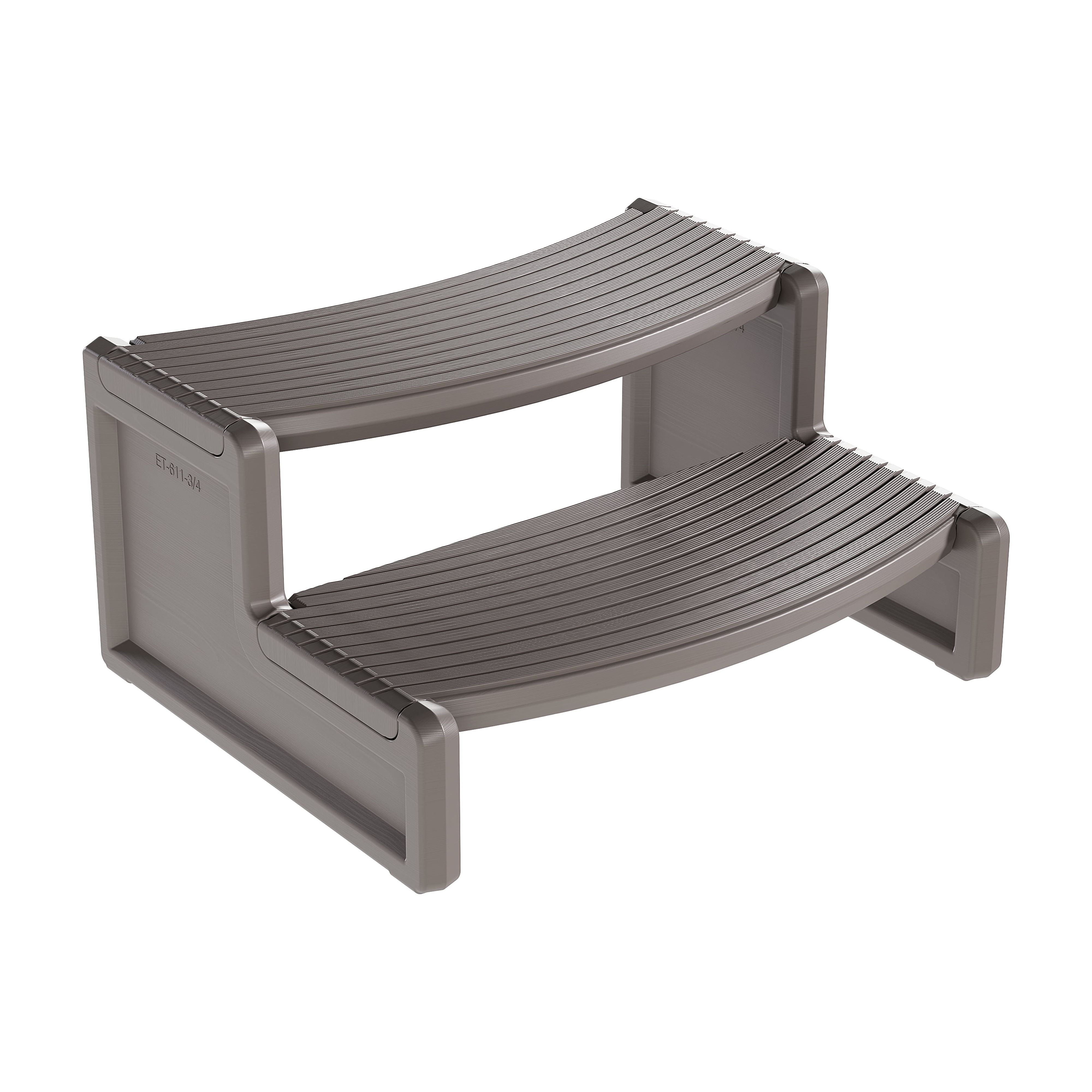 Kojem Spa Step Hot Tub 2-Step Universal Outdoor Indoor Step Stool Pool Ladder Slip Resistant Striped Carbon Gray Plastic