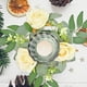 thumbnail image 4 of Apmemiss Valentine's Day Rose Candle Rings Wreaths Artificial Flowers with Green Leaves Floral Table Pillar Centerpiece Mini Rings Garland for Wedding Home Party Table Wreath Candle Holder Decor, 4 of 6