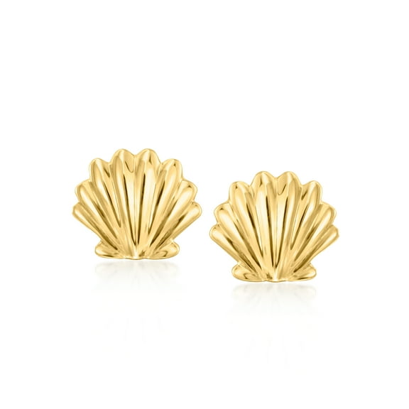Pure Collection by Ross-Simons Italian 14kt Yellow Gold Seashell Stud Earrings, Women's, Adult