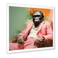 thumbnail image 2 of Designart "Fashion-First Gorilla in Pink and Black Suit" Animals Framed Wall Art Decor - Modern Pink Gorilla Hallway Framed Wall Art Decor, 2 of 6
