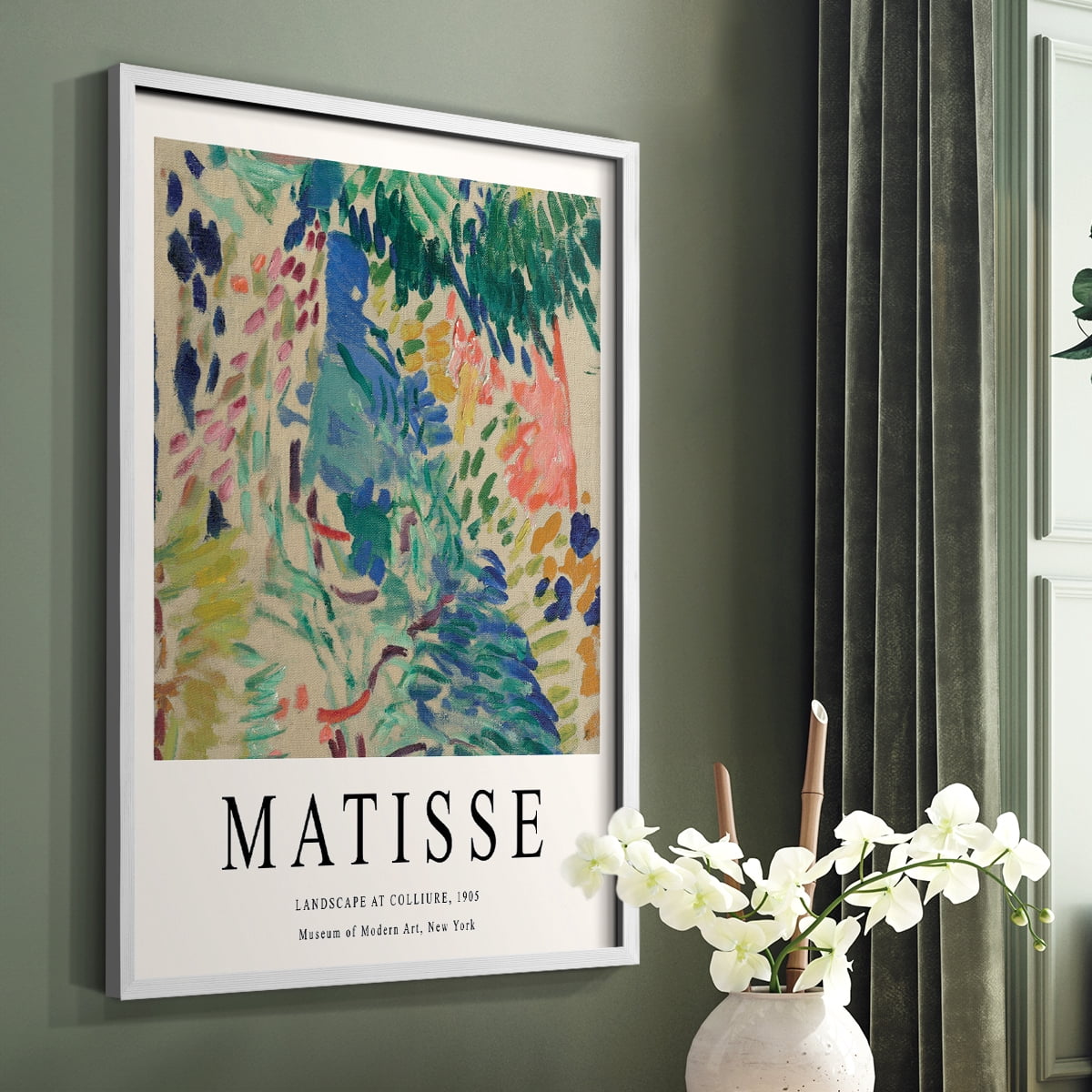 Matisse CDXCIII in White Solid Wood Framed Print No Nail Hanging