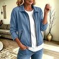 thumbnail image 2 of Womens Jeans Jacket Solid Color Lapel Zipper Denim Casual Outerwear Jacket for Spring and Fall, 2 of 5