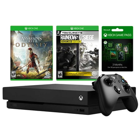Xbox One X 1TB Assassin's Creed Odyssey & Rainbow Six Siege Advanced Edition 2 Game Bundle with One Wireless Controller & 3 Month Game