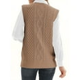 thumbnail image 4 of Sleeveless V-Neck Women Casual Knit Cardigan Button Sweater With Pocket, 4 of 4