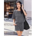 thumbnail image 3 of Ekouaer Womens 100% Cotton 2 Pieces Short Sets Summer Short Sleeve Outfits Casual Matching Lounge Set with Pockets, 3 of 6