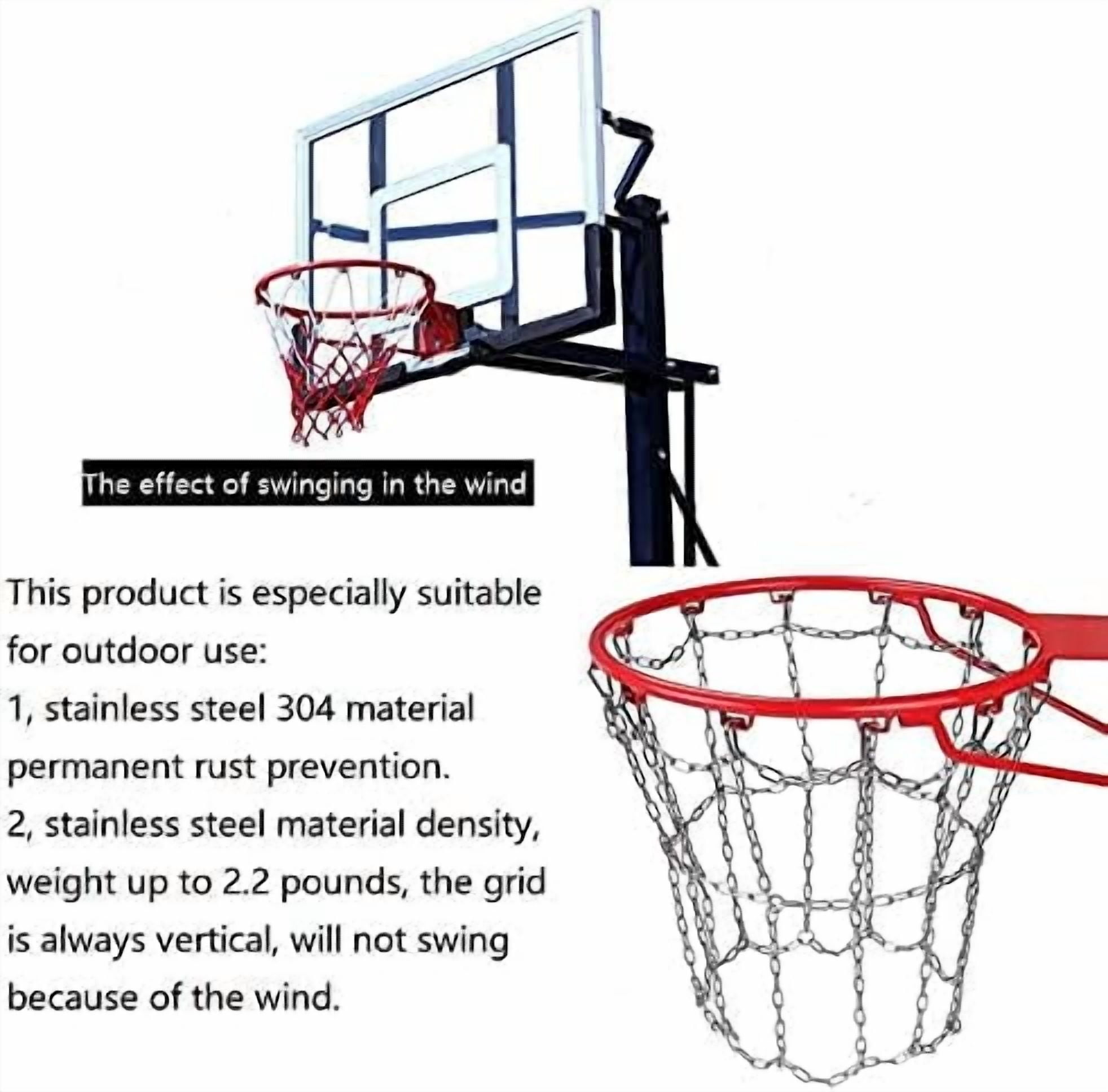 GOLRISEN Basketball net, Metal Chain Net Braided Permanent Rust Proof (12 Links), Quick Installation