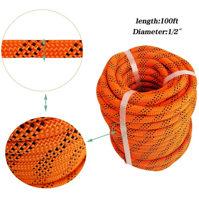 1/2 Inch x 100 FT Double Braid Polyester Rope, 1500LBS Breaking Strength  Strong Pulling Rope High Force Polyester Load Abrasion Resistant UV Resist  