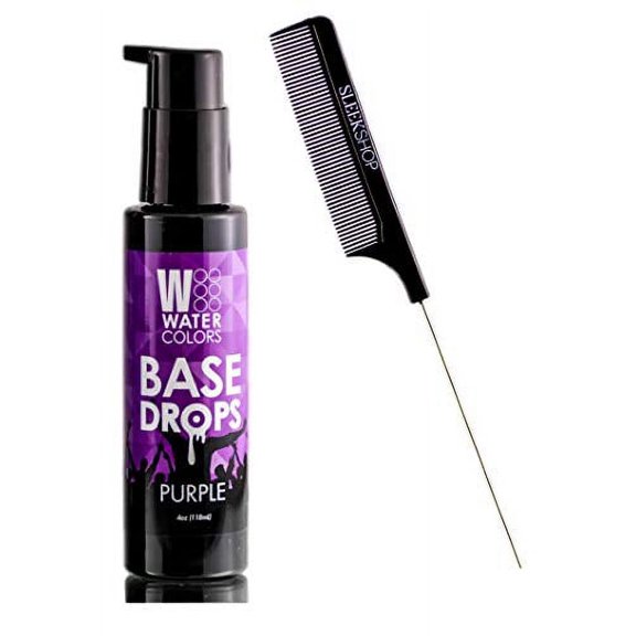 Watercolors by Tressa Color Depositing Sulfate-Free Shampoo, Haircolor (w/ Sleek Comb) Water Colors Hair Dye Maintenance Wash (BASE DROPS - Purple) (PACK OF 4)