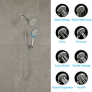 Logmey 8-Mode Dual Showerhead 4.7 inch Shower Head and Handheld Shower with Pause Buttom in Brushed Nickel