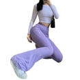 thumbnail image 5 of FASHIONWT Women Skinny Stretchy Knitted Slacks Casual Solid Flared Pants, 5 of 6