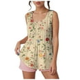 thumbnail image 6 of vigerkar Women's Summer Tank Tops Pleated Crew Neck Floral Solid Loose Fit Casual Sleeveless Flowy Boho Tunic Shirts (Light Yellow, L), 6 of 6