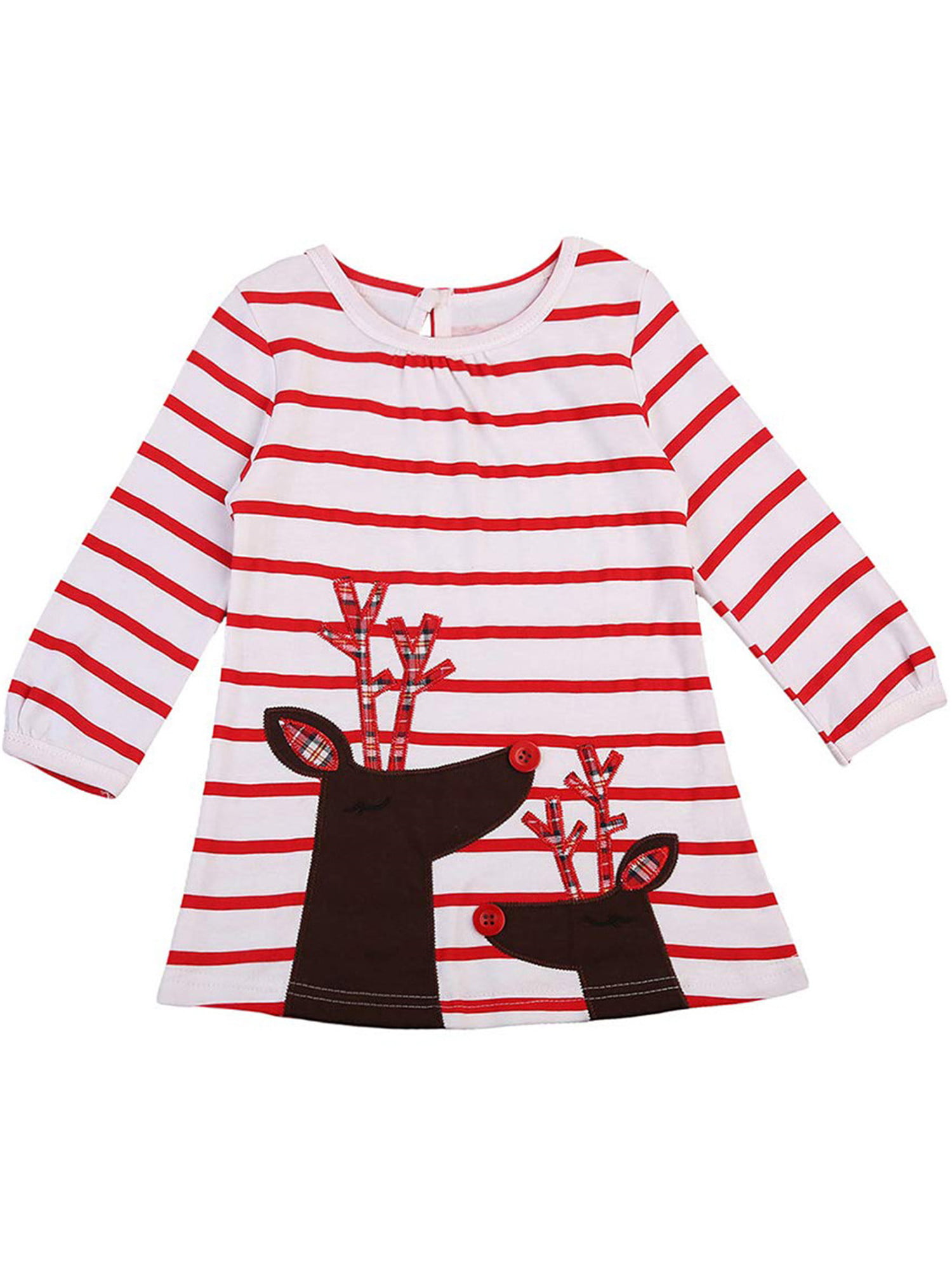 Toddler Baby Girl Dress Stripe Party Xmas Dress Kids Christmas Clothes 