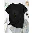 thumbnail image 4 of Motif Pissenlit Réaliste Imprimé Mode Femme Tendance Col Rond Manches Courtes, T-Shirt de Sport Simple et Décontracté, Haut d'Été Confortable pour Femmes pendant les Vacances, 4 of 8