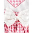 thumbnail image 6 of Toddler Girls Fall 2Pcs Outfit Long Sleeve High Neck Tops + Houndstooth Pattern Ruffled A-Line Skirt, 6 of 8