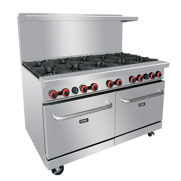 Commercial 60’’ Gas 10 Burner Range With 2 Standard Ovens Kitma Heavy
