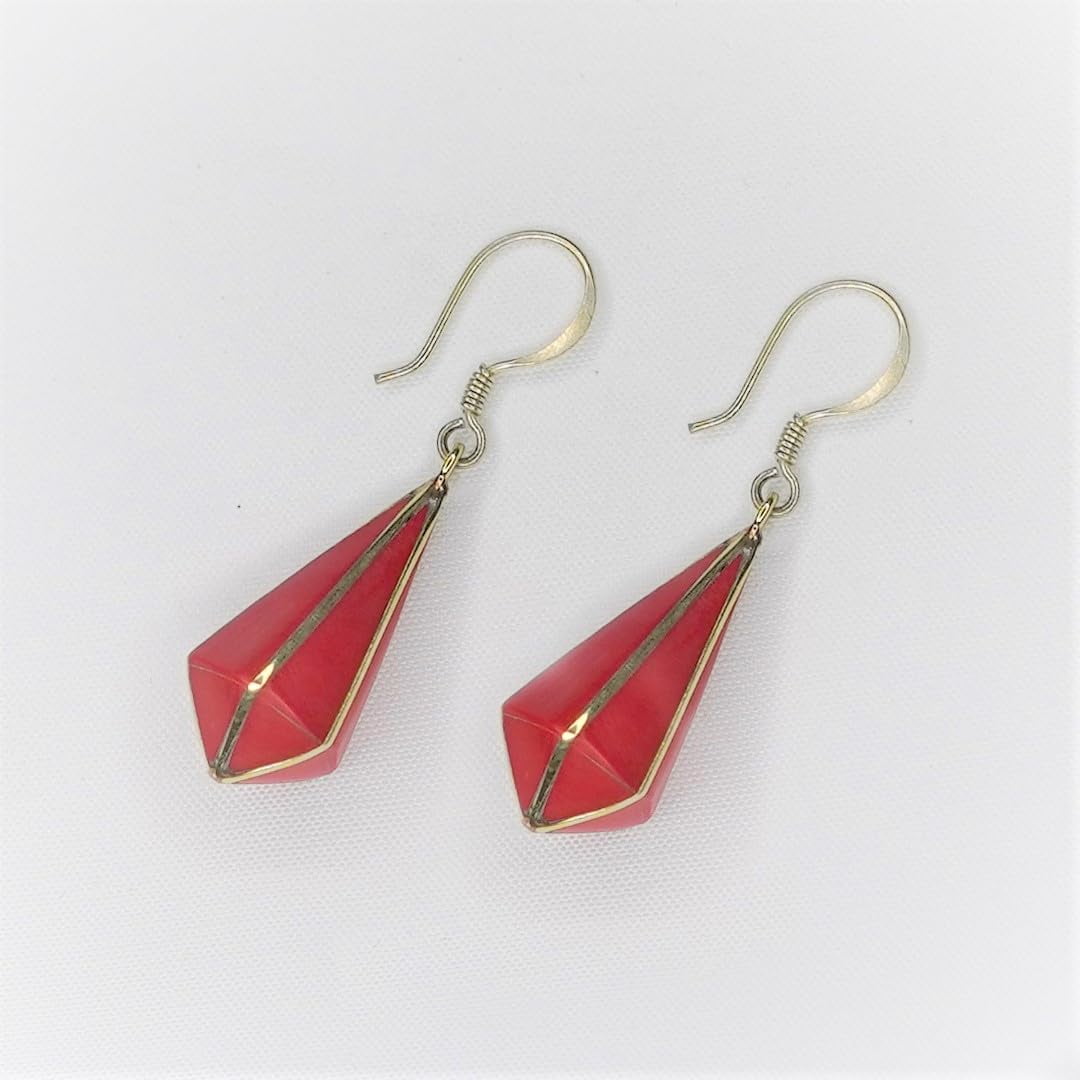 Tibetan Silver Boho Fashion Earrings Coral Gemstone Handmade Jewelry